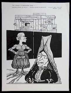 William Bill Hewison, original cartoon, The house of Bernarda Alba, Young Vic, The Times 21 May 1999