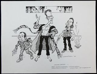William Bill Hewison, original cartoon, Julius Caesar, Young Vic Sep 2000, Robert Cavanah, Lloyd Owe