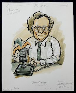 William Bill Hewison, original cartoon, David Hatch 1939-2007, network radio, Punch, 10 x 8 Provenan