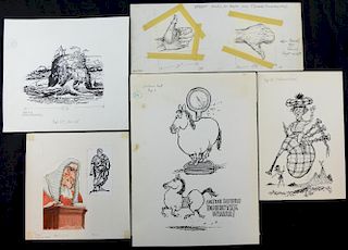 William Bill Hewison,  5 various original various. Provenance; Bill Hewison was a well-known cartoon