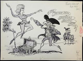 William Bill Hewison, original cartoon, The Peter Pan Treasure Island Show, 10 x 14.5. Provenance; B