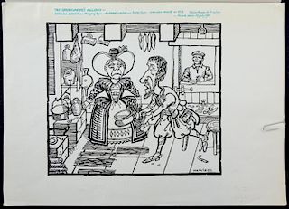 William Bill Hewison, original cartoon, The shoemaker's holiday,  Olivier Theatre, Punch 1 July 1981