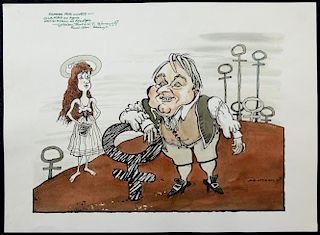 William Bill Hewison, original cartoon, School for wives, Lyttelton, Punch 11 Feb 1987, Julia Ford,