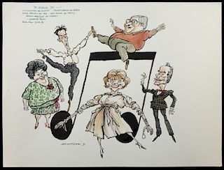 William Bill Hewison, original cartoon, 70 girls 70, Vaudeville, Punch 26 Jun 1991, Dora Bryan, Len