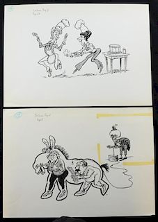 William Bill Hewison, 4 original cartoons. Provenance; Bill Hewison was a well-known cartoonist who