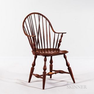 Eldred Wheeler Red-painted Continuous Brace-back Windsor Armchair