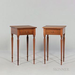 Pair of Helmley & Sons Co. Federal-style Maple One-drawer Tables