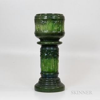 Art Pottery Green Glazed Jardiniere on Stand