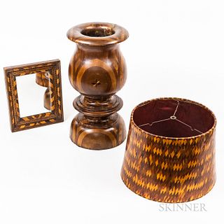 Parquetry Frame, Urn, and Lamp Shade
