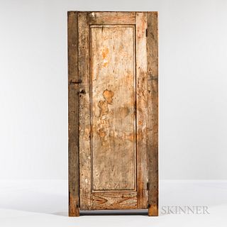 Shallow Gray-painted Pine Cupboard
