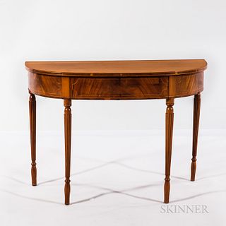 Federal-style Inlaid Mahogany Demilune Table