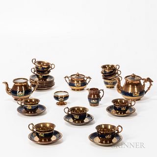 Group of Copper Lustre Teaware