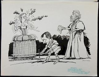 William Bill Hewison, original cartoon, Hamlet, Dolmar, Punch 25 Aug 1982, Anton Lesser, Kathryn Pog