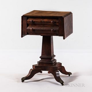 Classical Mahogany Drop-leaf Two-drawer Work Table