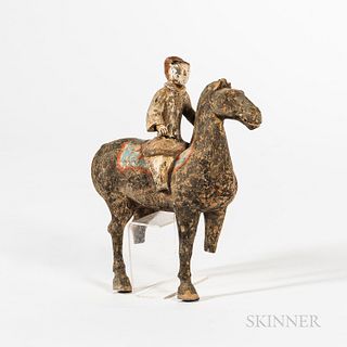 Han-style Pottery Horse and Rider