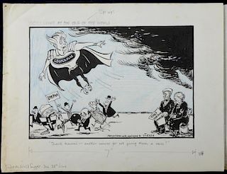 William Bill Hewison, original cartoon, Looper Mac (Harold MacMillan) Thank heavens another excuse f
