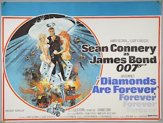 James Bond Diamonds Are Forever (1971) British Quad film poster, starring Sean Connery, directed by