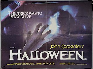 John Carpenter's Halloween (1978) British Quad film poster, Miracle Films, folded, 30 x 40 inches