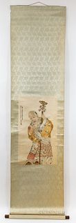 Hanging Scroll with Embroidered Shoulao, God of Longevity