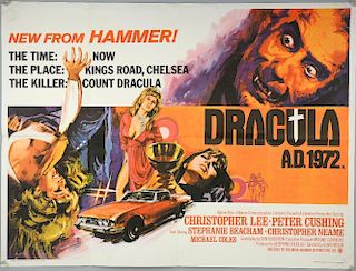 Dracula A.D. 1972 (1972) British Quad film poster, starring Peter Cushing & Christopher Lee, Hammer