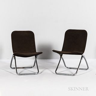 Mid-century Chrome-plated Tubular-frame Sling Chairs