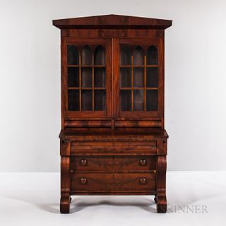 Classical Mahogany Glazed Desk/Bookcase