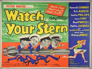 12 British Quad film posters including Watch Your Stern, Second Time Around, Majority Of One, Under