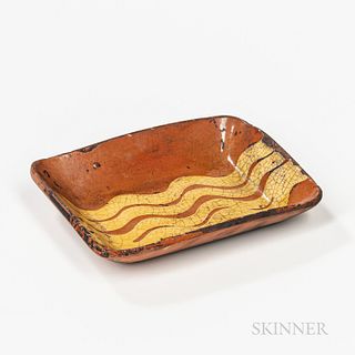 Miniature Slip-decorated Redware Loaf Pan