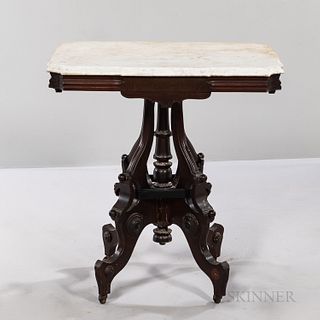 Victorian Renaissance-revival Marble-top Walnut Occasional Table