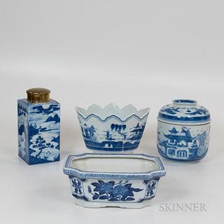 Four Pieces of Contemporary Blue and White Porcelain