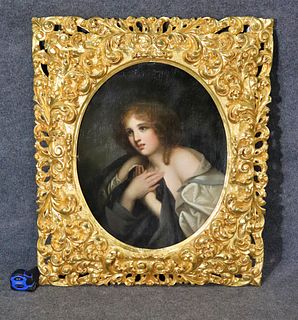 18TH C CONTINENTAL PAINTING OF A YOUNG WOMAN