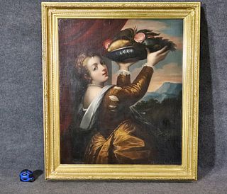 AFTER TITIAN "GIRL WITH A BOWL OF FRUIT"