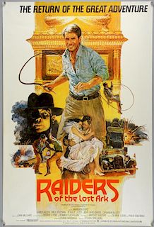 Raiders Of The Lost Ark (1981) One sheet film poster, starring Harrison Ford, artwork by Brian Bysou
