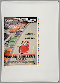 Ferris Bueller's Day Off (1986) Scaled down Printer's Proof of the One Sheet film poster, with date