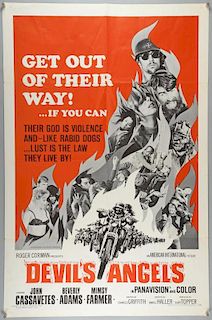 Devil's Angels (1967) One Sheet film poster, Exploitation starring John Cassavetes & Beverly Adams,