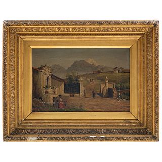 TOWNLEY BENSON (CANADÁ,1848–MÉXICO, 1907) VISTA DE HACIENDA Óleo sobre tela Firmado y fechado 1894 . 24 x 37 cm