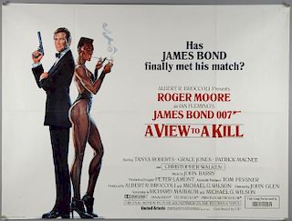 James Bond A View To A Kill (1985) British Quad film poster, style B, starring Roger Moore, United A