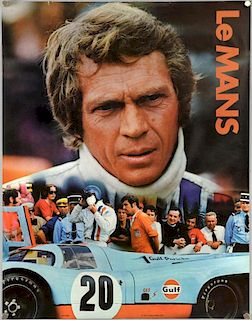 Le Mans (1971) an original advertising poster dated 1971, Cinema Center Films, showing Steve McQueen