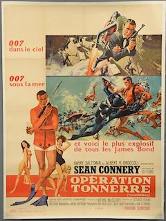 James Bond Thunderball (1965) French Grande film poster, starring Sean Connery, United Artists, line