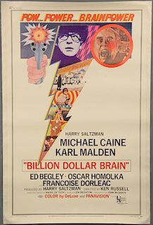 Billion Dollar Brain (1967) 40 x 60 film poster, thriller starring Michael Caine, United Artists, li