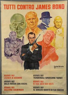 Everybody Against James Bond (1972). Italian 4 Foglio film poster, Six major villains surround James