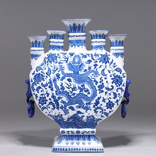 Chinese Blue & White Five-Spout Porcelain Tulipiere