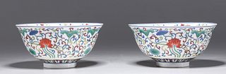 Two Chinese Doucai Porcelain Bowls