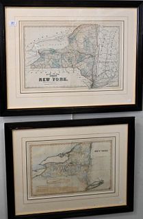 Three Hand Colored Engraved Double Page Maps of New York, one drawn by Lucas, engraved by Welch, to include "Plan of the State of New York"; "New York
