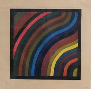 Sol LeWitt (1928 - 2007), Curved Bands, woodcut in colors, pencil numbered lower right third, pencil signed lower right LeWitt, matted in contemporary