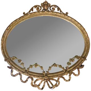 Antique 19th C. Gilt Leaf Beveled Mirror