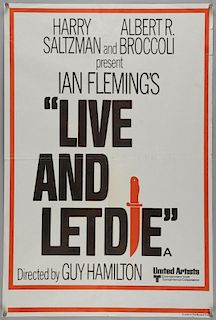 James Bond Live And Let Die (Re-release) British Double Crown film poster, starring Roger Moore, Uni