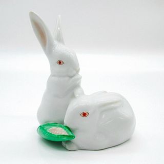 Vintage Herend Figurine, White Rabbits