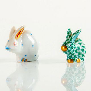 Pair of Herend Porcelain Rabbits in Miniature