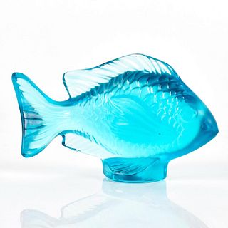 Lalique Crystal Figurine, Damsel Fish, Turquoise